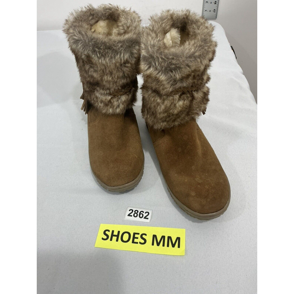Womans Minnie Tonka 80083 Size 8 M Brown Suede Lined Pull On Ankle Boots